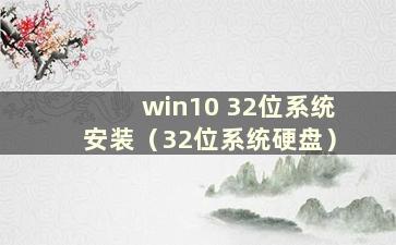 win10 32位系统安装（32位系统硬盘）